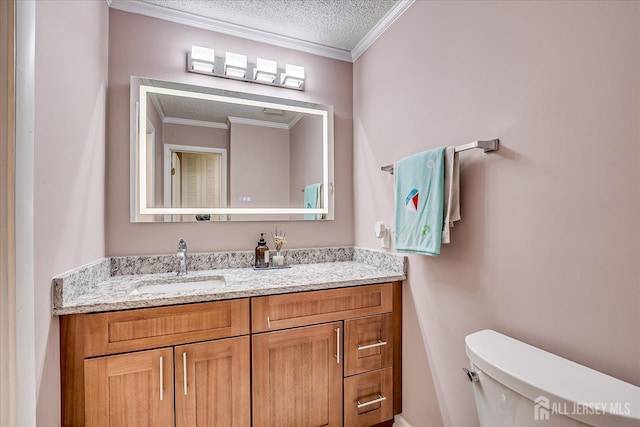 19 Carriage Pl, Edison, NJ 08820 - bathroom featuring vanity, a textured ceiling, and crown molding