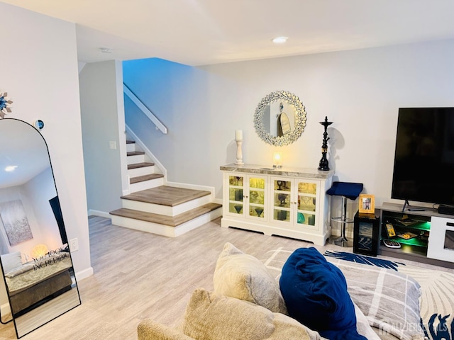 45 Marina View Dr, Sewaren, NJ 07077 - living area with stairs, wood finished floors, and recessed lighting