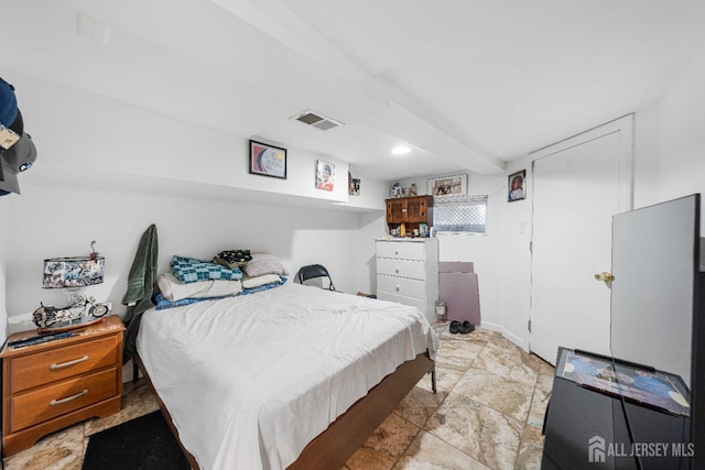 bedroom with visible vents