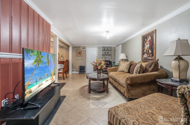 1565 W 6th St, Piscataway, NJ 08854 - living room featuring crown molding and light tile patterned floors