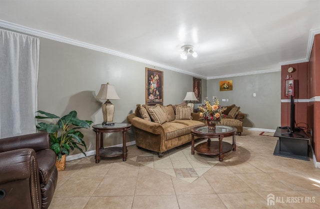 1565 W 6th St, Piscataway, NJ 08854 - living area with ornamental molding and light tile patterned floors