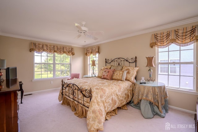 16 Baltusrol Ct, Monroe, NJ 08831 - carpeted bedroom featuring crown molding, baseboards, and ceiling fan