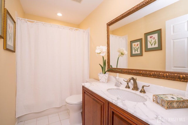 16 Baltusrol Ct, Monroe, NJ 08831 - bathroom with vanity, toilet, tile patterned flooring, and recessed lighting