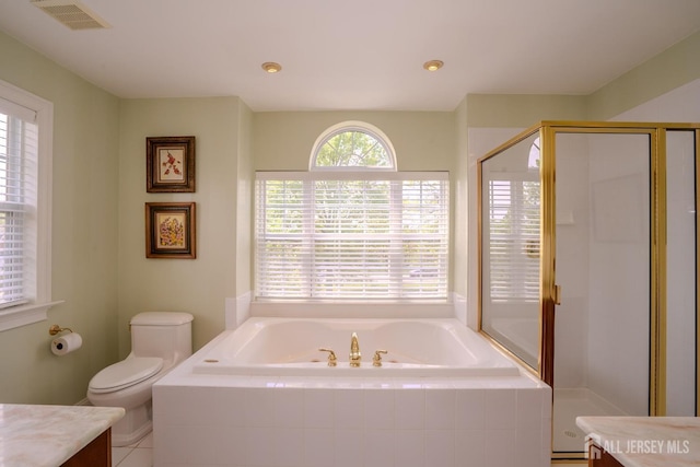 16 Baltusrol Ct, Monroe, NJ 08831 - full bath featuring vanity, a bath, toilet, and a stall shower