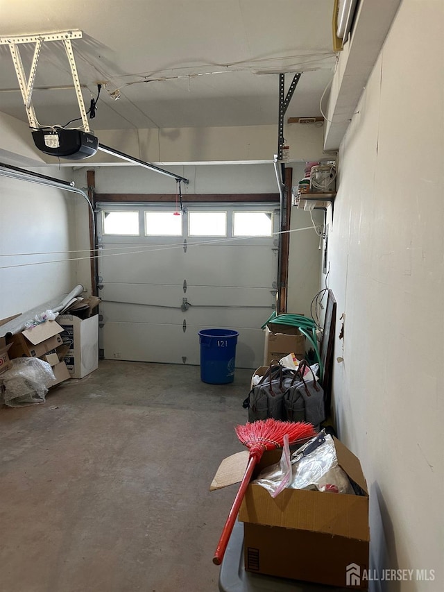 garage with a garage door opener