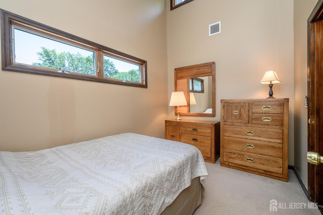 22 Roosevelt St, Pequannock, NJ 07440 - bedroom featuring light colored carpet, multiple windows, and a high ceiling