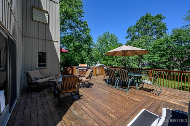 22 Roosevelt St, Pequannock, NJ 07440 - deck featuring outdoor dining space and outdoor lounge area