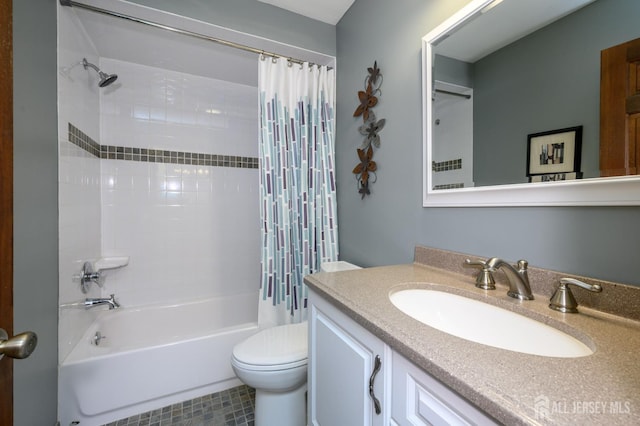 22 Roosevelt St, Pequannock, NJ 07440 - bathroom with toilet, vanity, and shower / bathtub combination with curtain