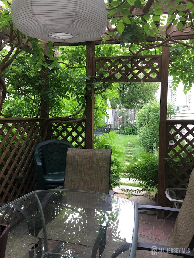 view of patio / terrace featuring fence