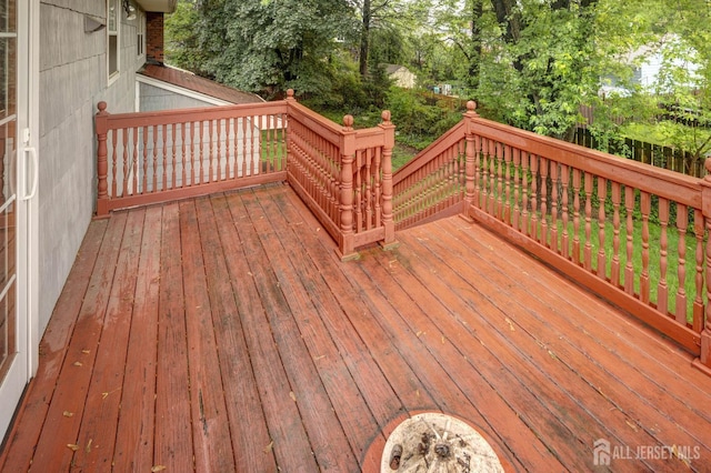 114 Redwood Ave, Edison, NJ 08817 - wooden terrace featuring view of wooded area