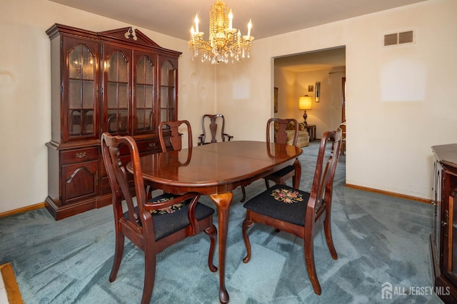 114 Redwood Ave, Edison, NJ 08817 - carpeted dining space featuring a chandelier and baseboards