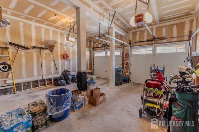 garage with a garage door opener