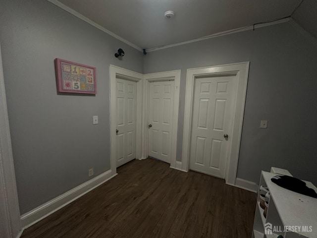 262 Hale St, New Brunswick, NJ 08901 - hall with dark wood-type flooring, crown molding, and baseboards