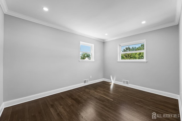 4 Arden Rd, Old Bridge, NJ 08857 - unfurnished room featuring crown molding, baseboards, dark wood-style floors, and recessed lighting