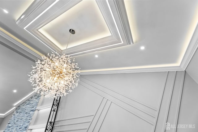 4 Arden Rd, Old Bridge, NJ 08857 - detailed view of ornamental molding, a chandelier, and recessed lighting