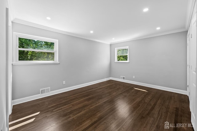 4 Arden Rd, Old Bridge, NJ 08857 - unfurnished room with crown molding, baseboards, dark wood-type flooring, and recessed lighting
