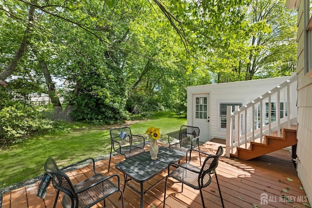 4 Arden Rd, Old Bridge, NJ 08857 - wooden terrace featuring a yard and stairs