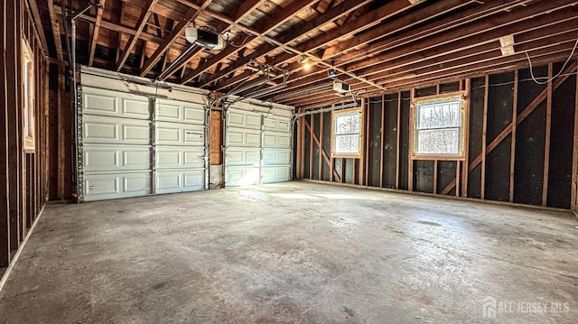 garage with a garage door opener