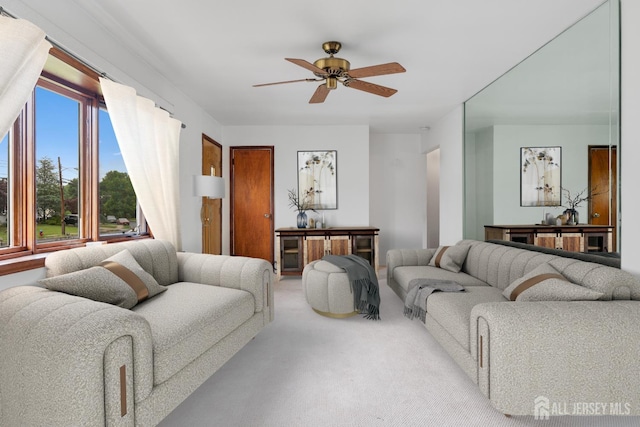 107 Athens Ave, Old Bridge, NJ 08879 - living room with ceiling fan and carpet flooring