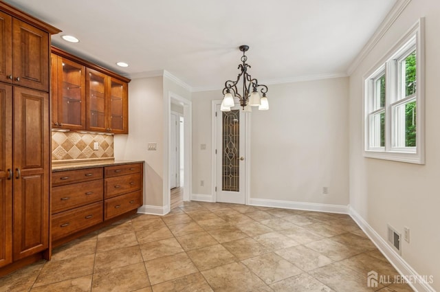 13 Spyros Dr, Old Bridge, NJ 08879 - unfurnished dining area with a chandelier, crown molding, and recessed lighting