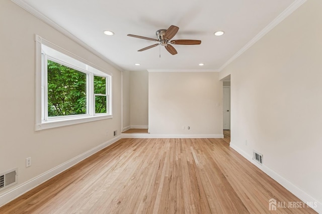 13 Spyros Dr, Old Bridge, NJ 08879 - spare room with a ceiling fan, ornamental molding, light wood-style flooring, and recessed lighting