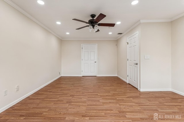 13 Spyros Dr, Old Bridge, NJ 08879 - spare room with recessed lighting, ceiling fan, light wood finished floors, and crown molding