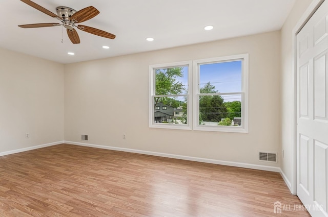 13 Spyros Dr, Old Bridge, NJ 08879 - spare room with light wood-style flooring, recessed lighting, and ceiling fan