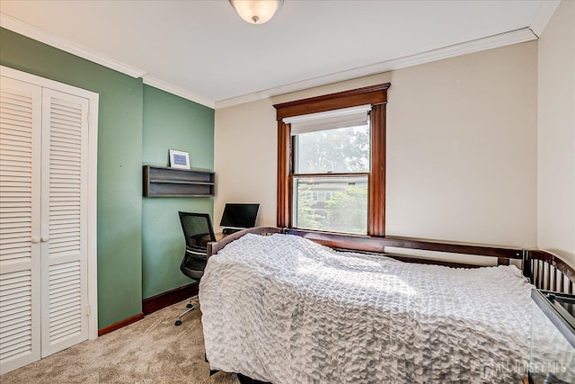 227 Lawrence Ave, Highland Park, NJ 08904 - carpeted bedroom featuring ornamental molding, a closet, and an office area