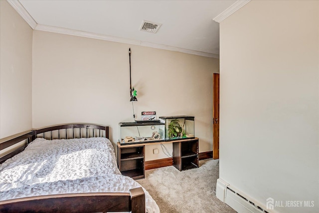 227 Lawrence Ave, Highland Park, NJ 08904 - carpeted bedroom featuring a baseboard heating unit and ornamental molding