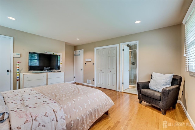 8 Renee Ct, Edison, NJ 08820 - bedroom featuring baseboards, light wood finished floors, connected bathroom, and recessed lighting