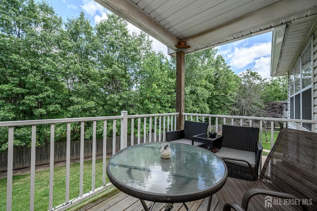 219 Vasser Dr, Piscataway, NJ 08854 - wooden terrace featuring outdoor dining area