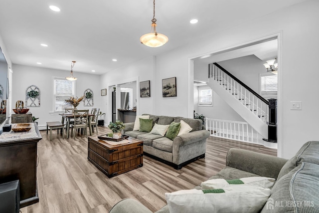 living room featuring light hardwood / wood-style flooring