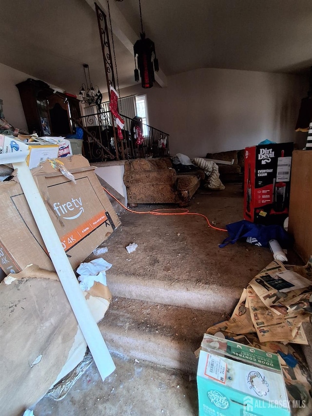 interior space featuring lofted ceiling
