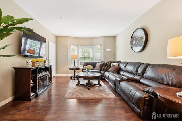 179 Sunshine Dr, Piscataway, NJ 08854 - living area with dark wood-type flooring and baseboards
