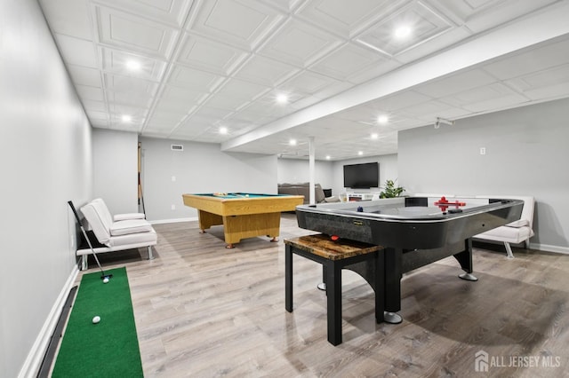 179 Sunshine Dr, Piscataway, NJ 08854 - playroom featuring wood finished floors, pool table, and recessed lighting
