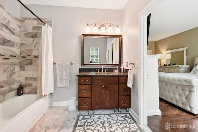 179 Sunshine Dr, Piscataway, NJ 08854 - bathroom with shower / tub combo with curtain and vanity