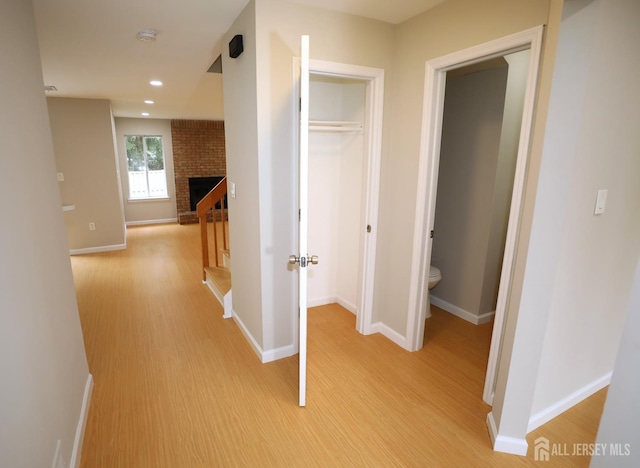 117 Nathan Dr, North Brunswick, NJ 08902 - hallway with light wood-type flooring and recessed lighting