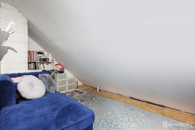 bedroom with vaulted ceiling