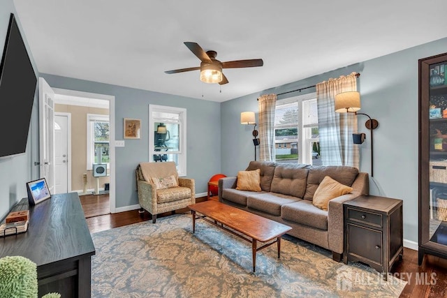 82 Hauser Ave, Hamilton, NJ 08620 - living room featuring ceiling fan and wood finished floors