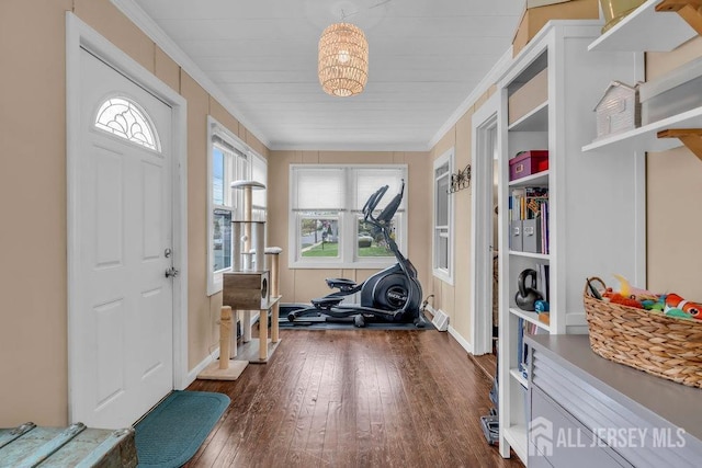 82 Hauser Ave, Hamilton, NJ 08620 - foyer featuring dark wood-style floors and ornamental molding