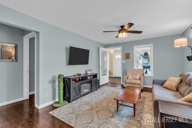82 Hauser Ave, Hamilton, NJ 08620 - living area with hardwood / wood-style flooring and ceiling fan