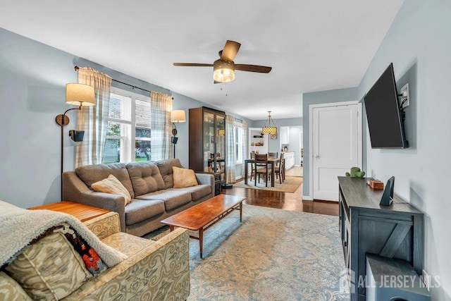 82 Hauser Ave, Hamilton, NJ 08620 - living room featuring ceiling fan and wood finished floors