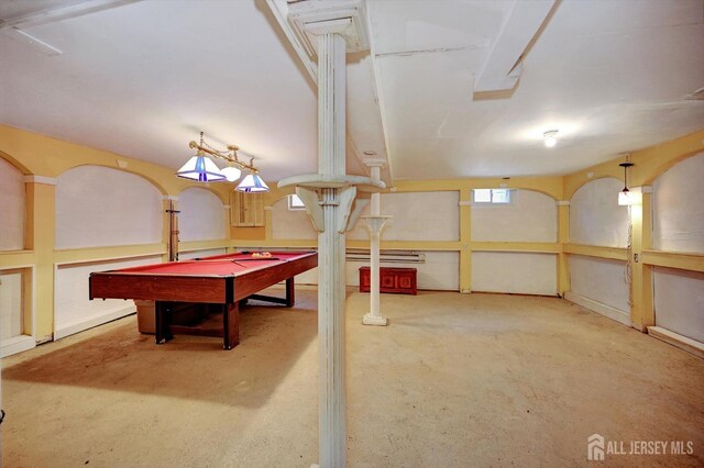 basement featuring pool table