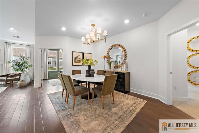 15 Galerie Ct, Monroe, NJ 08831 - dining space with a chandelier, dark wood-style floors, and recessed lighting