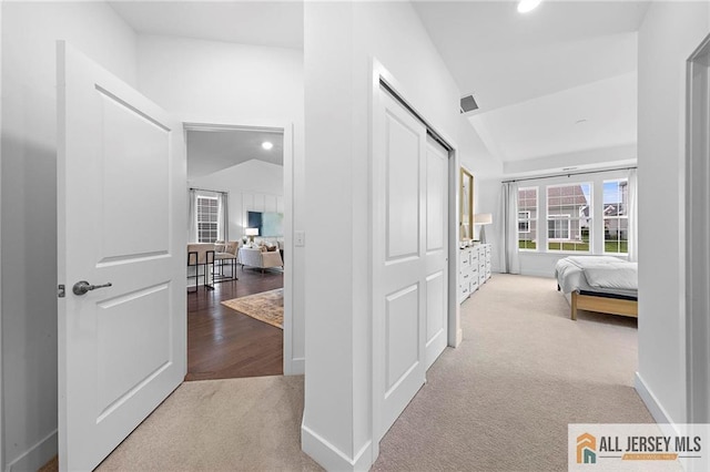 15 Galerie Ct, Monroe, NJ 08831 - hallway with carpet, recessed lighting, and vaulted ceiling