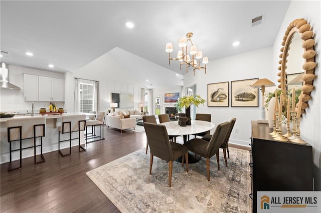 15 Galerie Ct, Monroe, NJ 08831 - dining space with dark wood-type flooring, recessed lighting, and a chandelier