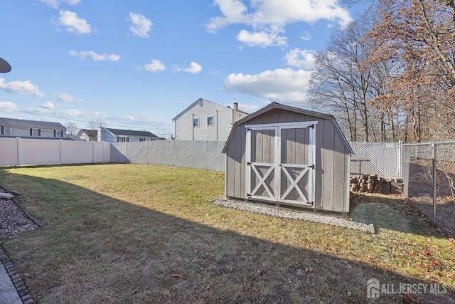 view of outdoor structure with a lawn