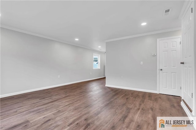1092 Woodruff St, Iselin, NJ 08830 - unfurnished room with ornamental molding, recessed lighting, baseboards, and wood finished floors