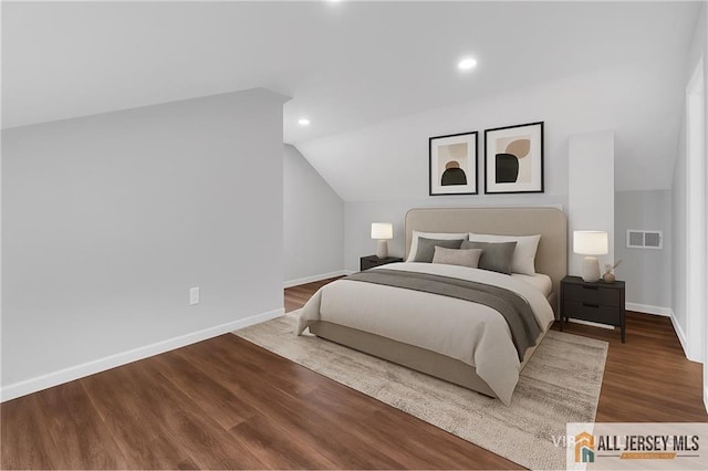 1092 Woodruff St, Iselin, NJ 08830 - bedroom featuring lofted ceiling, baseboards, wood finished floors, and recessed lighting