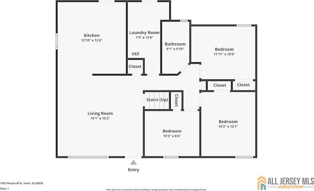 1092 Woodruff St, Iselin, NJ 08830 - property floor plan